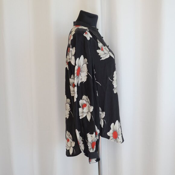 Equipment 100% Silk Cornelia Bold Floral Print Black Blouse Sz M - Picture 3 of 8